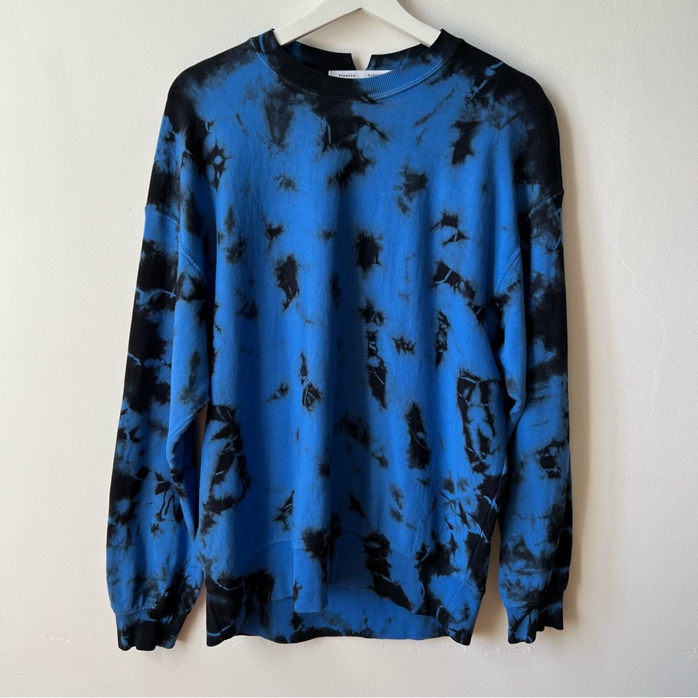 Proenza Schouler Blue and Black Tie-Dye Sweatshirt